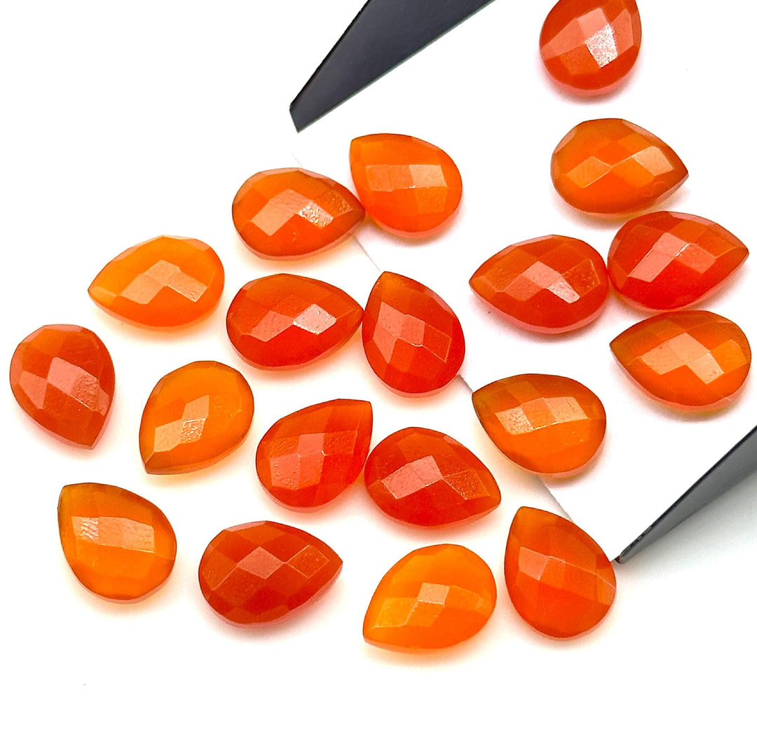Amazing Carnelian Faceted Pear Shape Beads, AAA+ Quality Teardrop Bead, 9X12 MM Briolette's Beads, Matched Pairs, Jewelry Making Beads