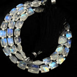 Load image into Gallery viewer, Natural Rainbow Moonstone Faceted Chicklet Gemstone Beads, Flashy Blue Fire Moonstone Rectangle Beads, AAA Quality Moonstone Gemstone Beads