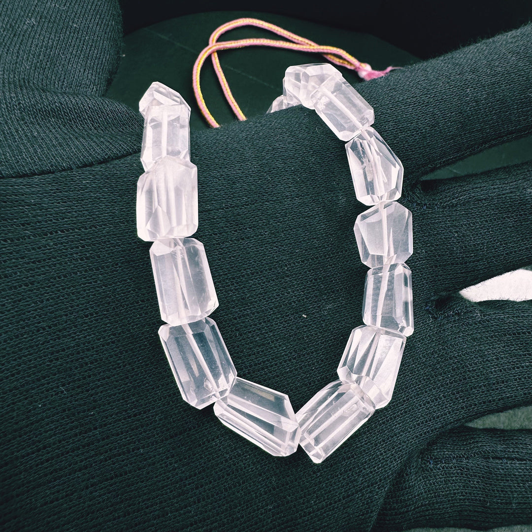 Natural Rose Quartz Tumble Beads Gemstone Necklace, 16" Rose Quartz Faceted Tumble Necklace For Women, Feminine Energy Necklace Gift For Her