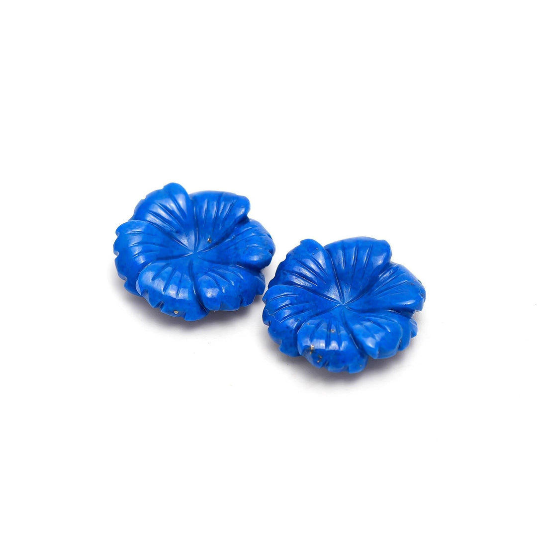 Natural Lapis Lazuli Overlapped Flower Shape Stone, Hand Carved Lapis Flower Gemstone for Jewelry Making, 20 MM Crystal Gifts