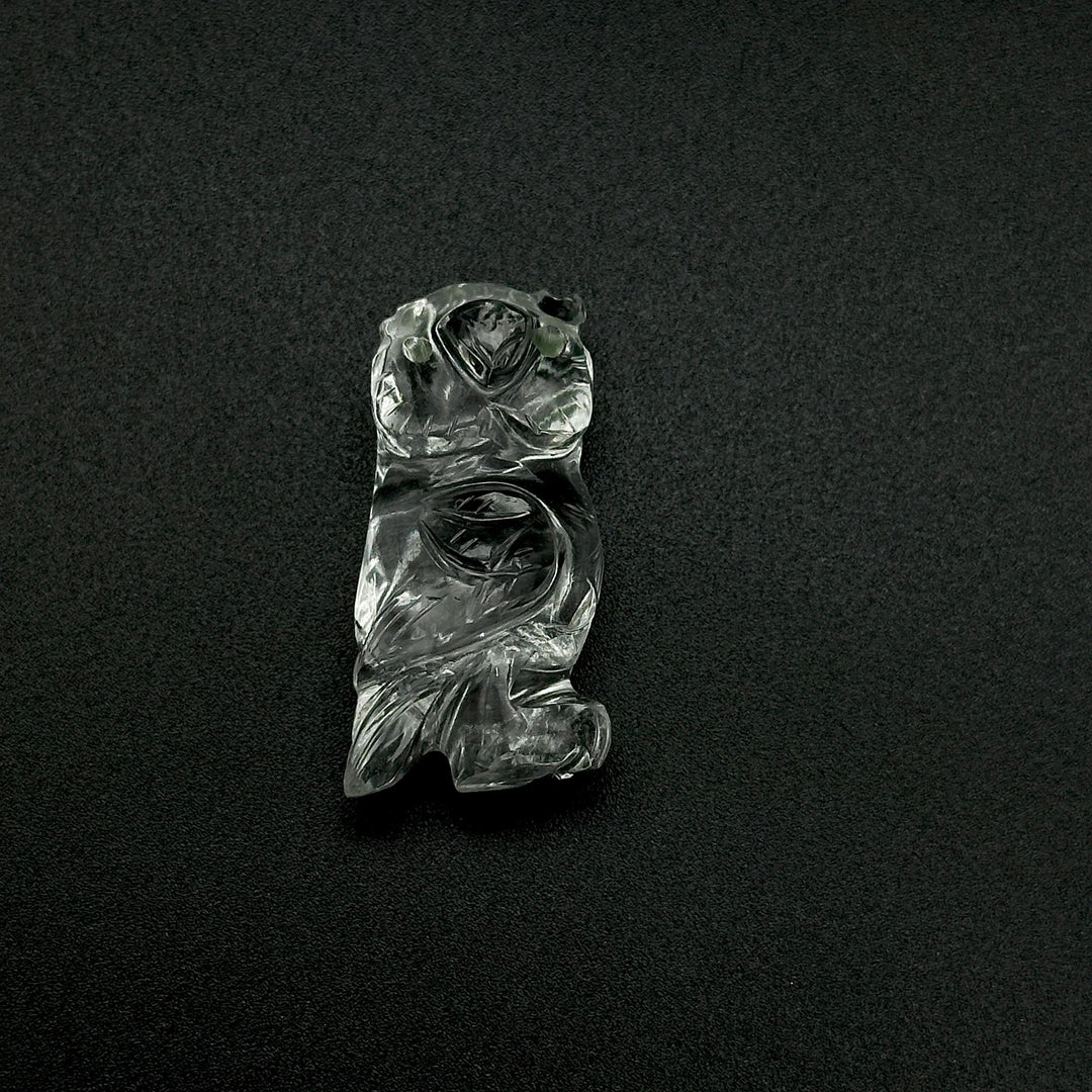 Natural Crystal Quartz Owl Shape Gemstones, Hand Carved Owl Shape Gemstone, Crystal Owl Shape Charms, 29 MM Bird Charm Carvings