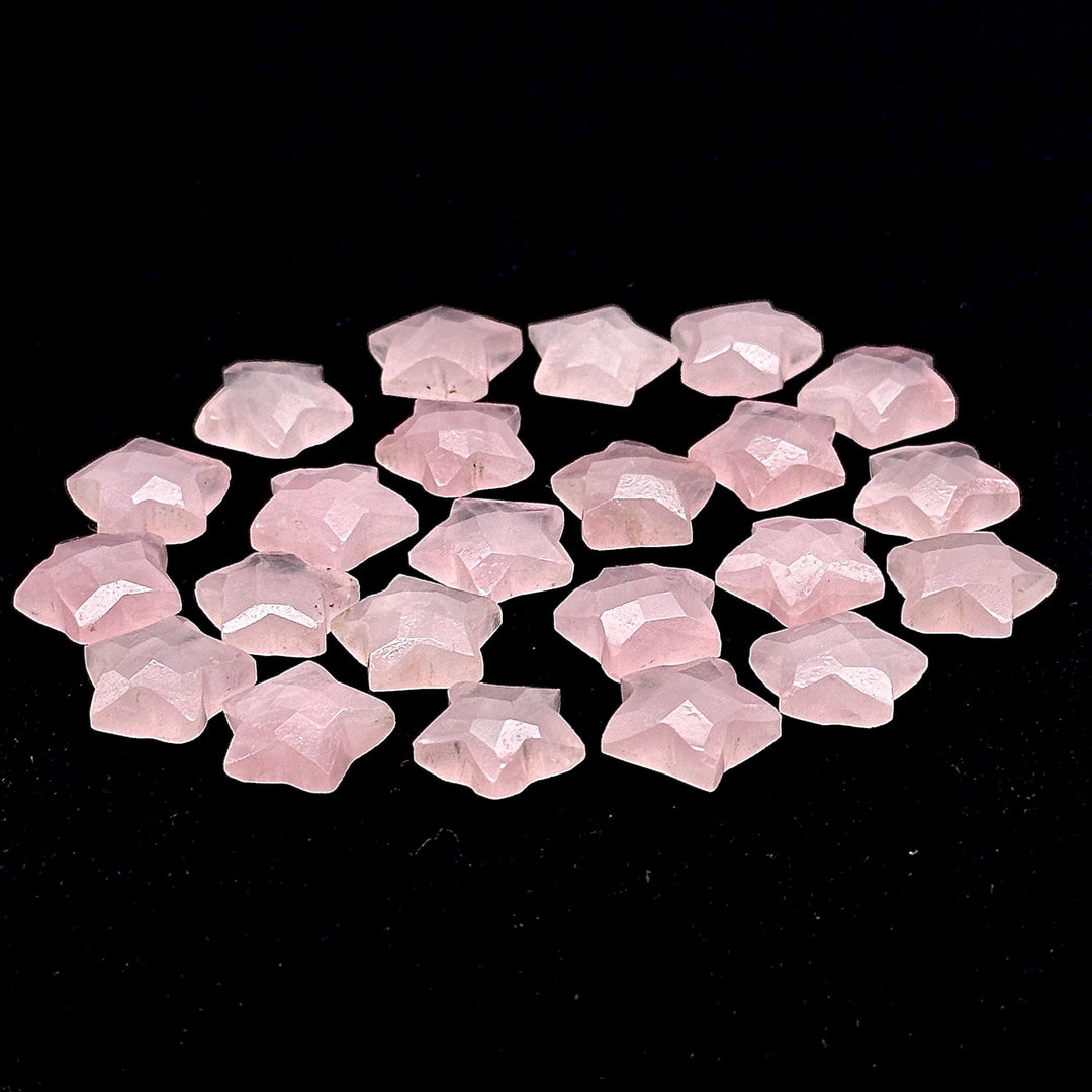 AAAA Rose Quartz Star Shape Briolettes, Natural Rose Quartz Star Gemstone for Jewelry Making, Faceted Pink Quartz Star Charms, 15 MM