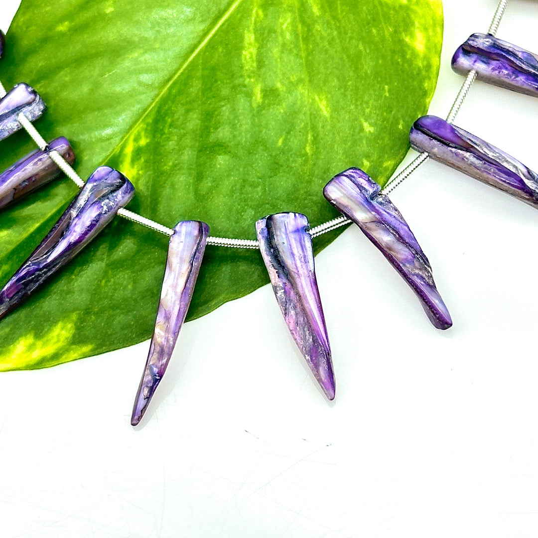 Amazing Long Sea Pearl Beads, Coated Teeth Shape Pearl Gemstone, 26 MM Fancy Jewelry Making Wholesale Beads, Purple Sea Pearl for Diy Craft