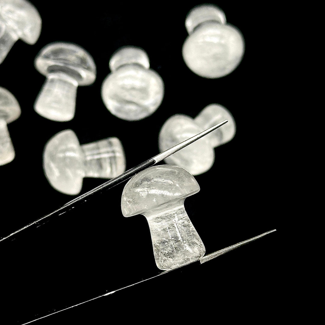 1 Pc Natural Crystal Quartz Mushroom Shape Stone, Mushroom Shape Gemstones, 22 MM Mushroom Carving Stones, Mushroom Crystal, Crystal Healing