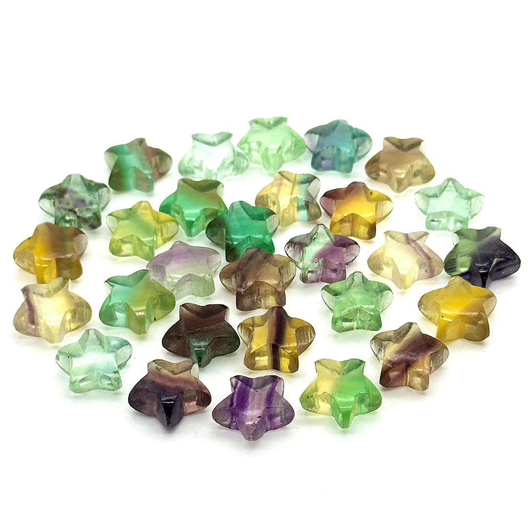 High Quality Multi Fluorite Star Shape Briolette's, Fluorite Smooth Hand Carved Star Shape Beads, Star Shape Loose Charm Jewelry Beads 10 MM