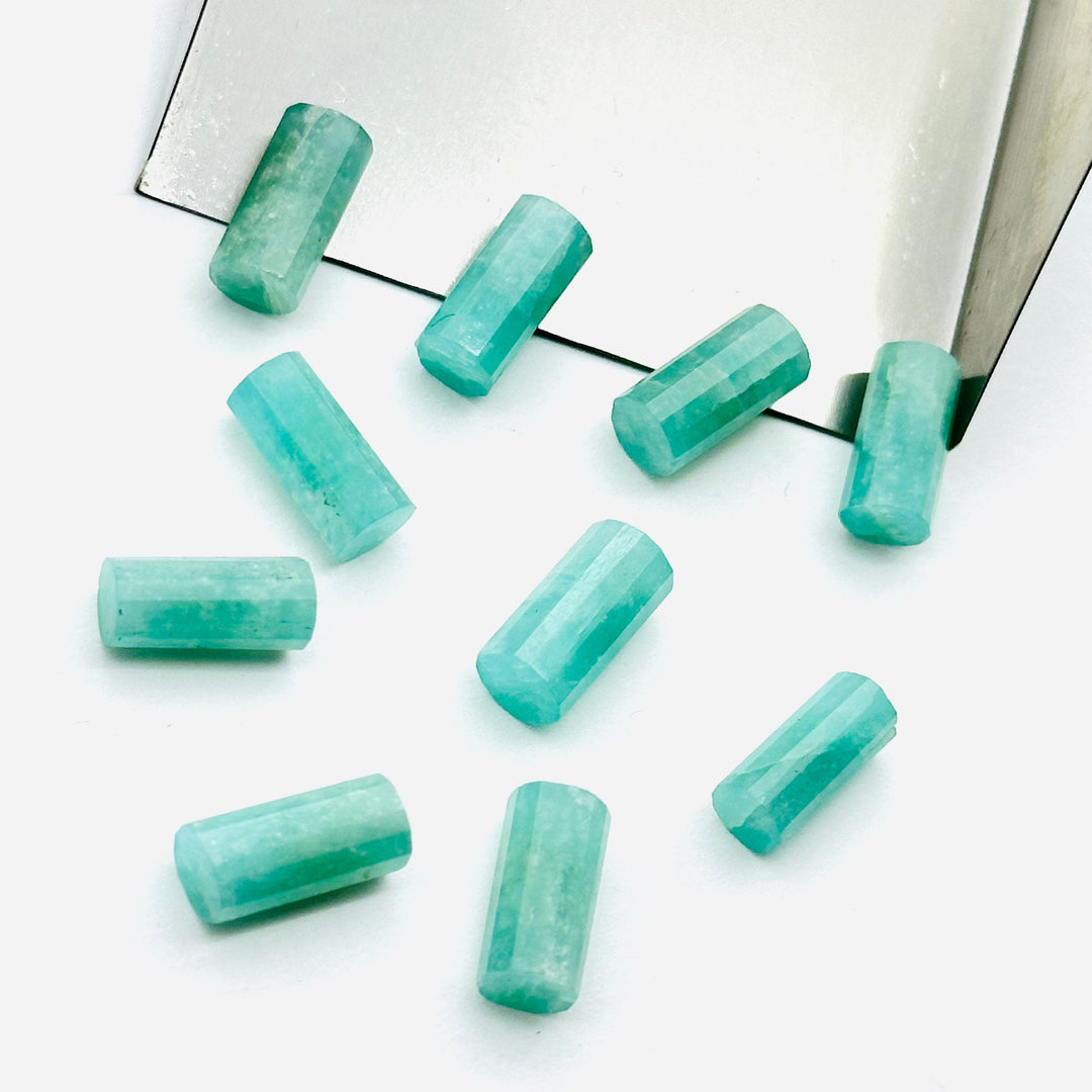 2,3,4,5 pcs 100% Natural amazonite  Faceted Pipe Shape Loose Gemstone, Loose Gemstone, Gemstone for Jewlery 10X6 mm