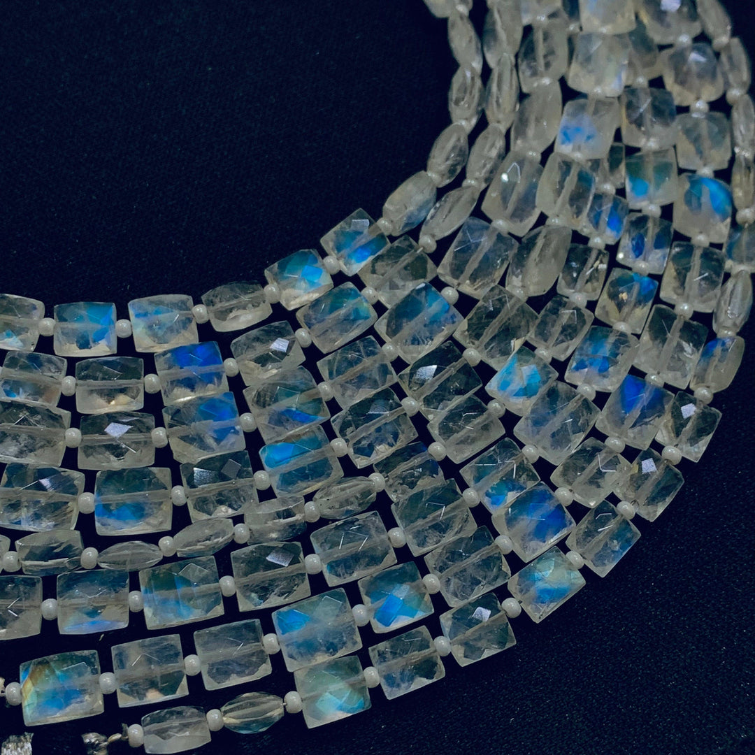 Rainbow Moonstone Chicklet Beads: Carved Gemstone Strand (8 Inch)