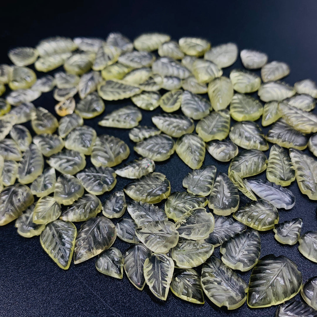 AAA Lemon Quartz Leaf Gemstone: Carved Jewelry Stone (7.9X5.2 13.8X6.7 mm)