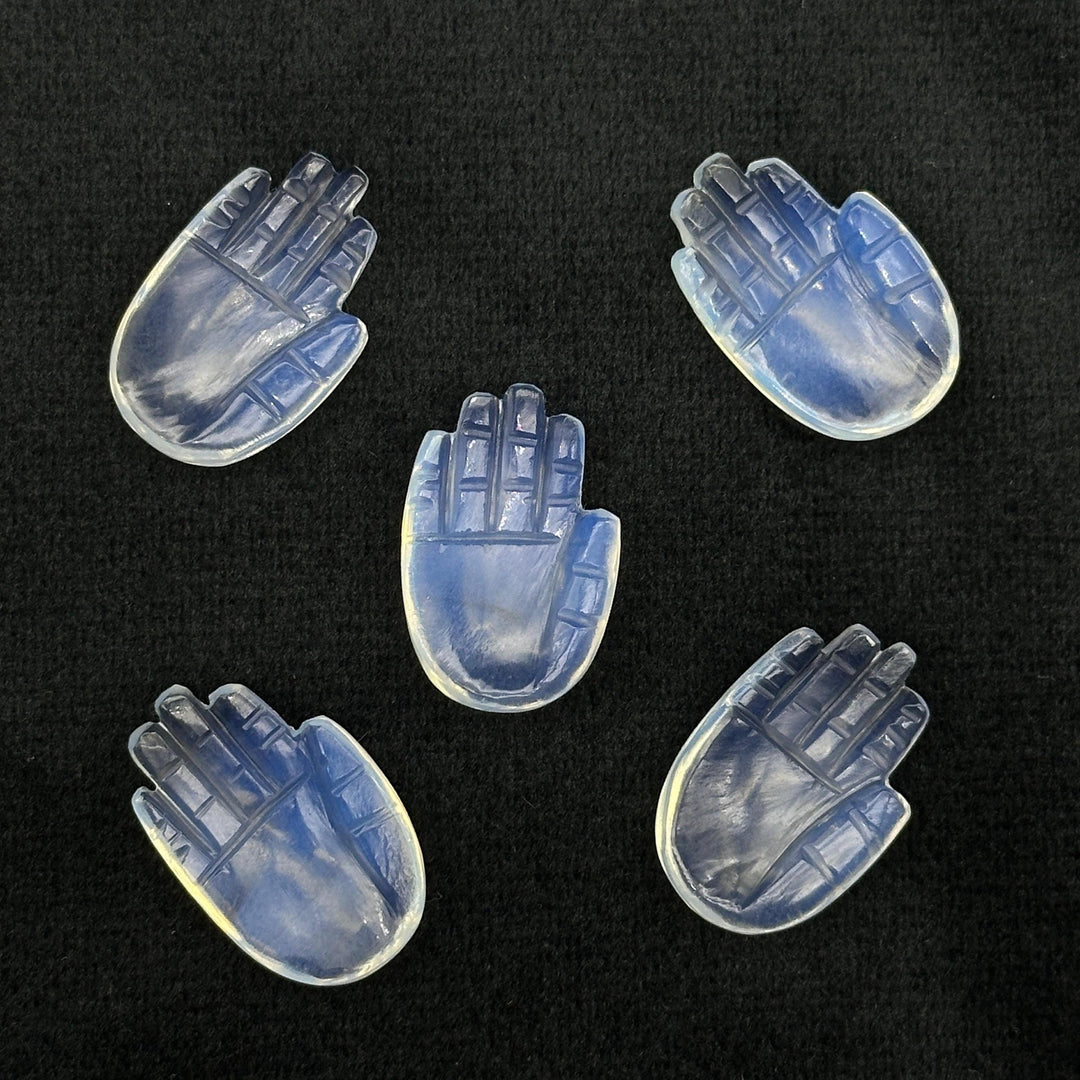 Flashy Opalite Hamsa Shape Carved Stone, 25 MM Palm Shape Gemstone, Hand Charms for Jewelry Making, Hamsa Charm Beads, Carved Crystal