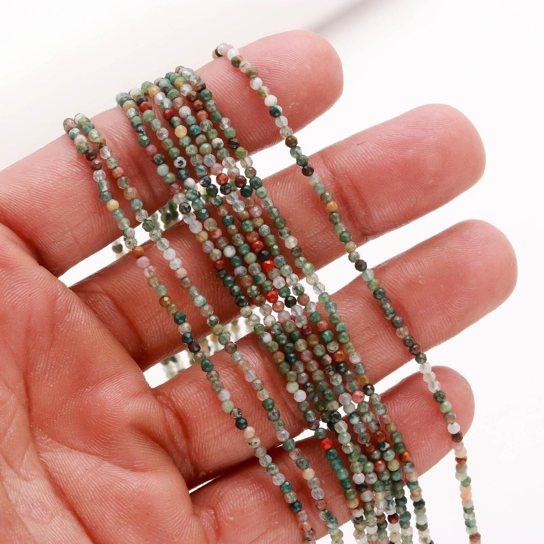 Natural Indian Agate Round Beads, Indian Agate Micro Faceted Round Beads, Mini Gemstone Beads for Jewelry Making, Wholesale Beads, 2-2.5 MM