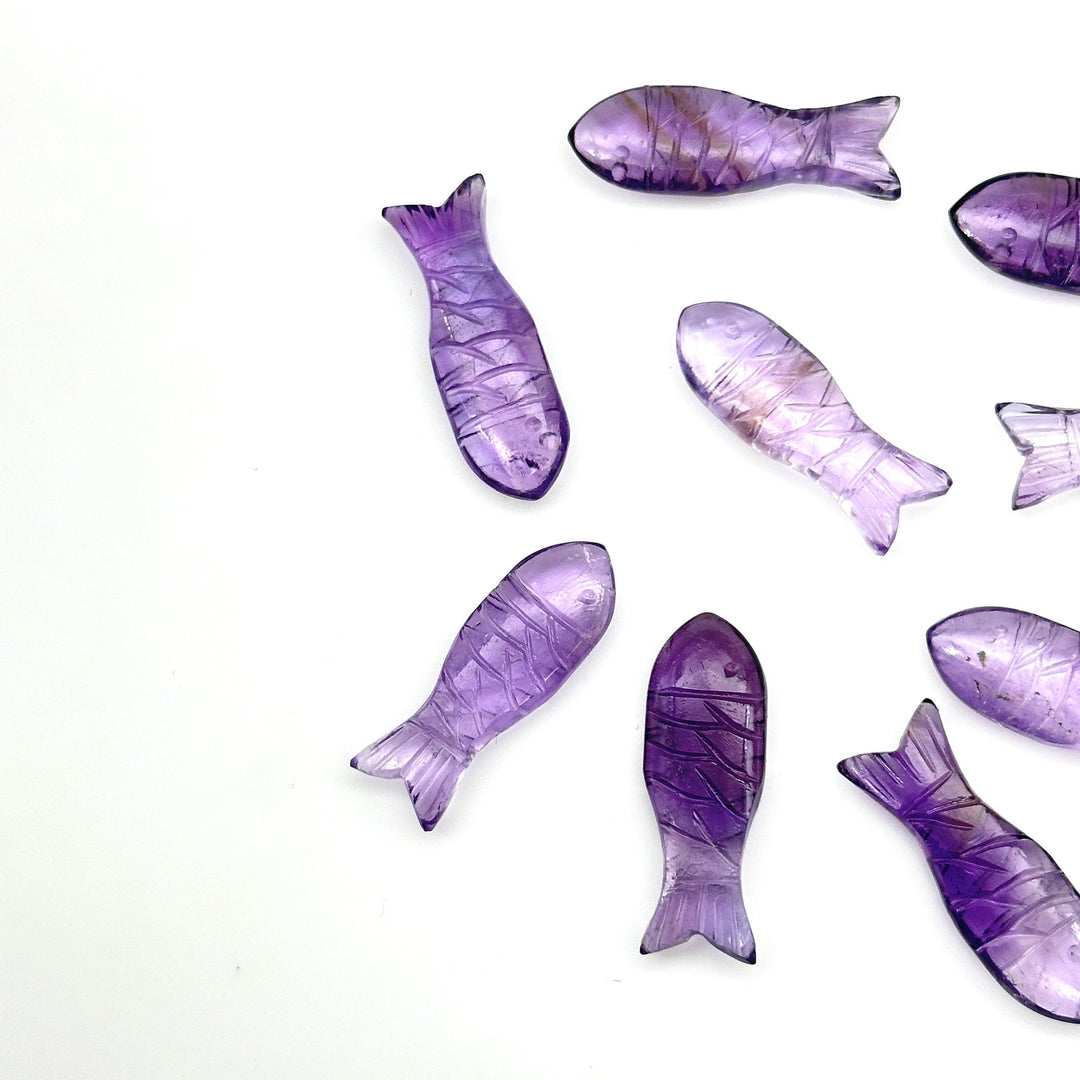 AAA Pink Amethyst Fish Shape Gemstone Crystals, Natural Amethyst Fish Beads for Jewelry Making, 30 MM, Home Decor Stone Gifts
