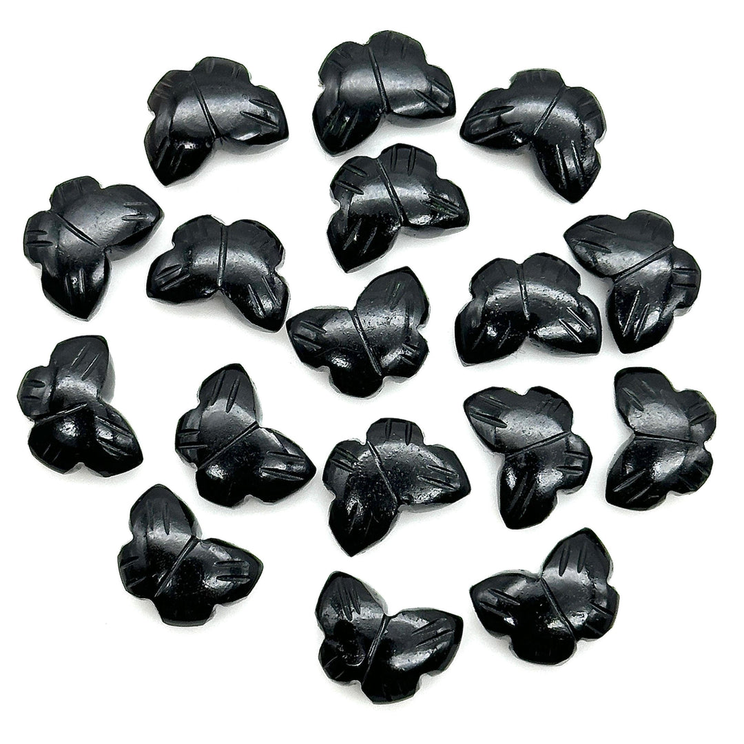 Natural Black Onyx Butterfly Shape Beads, AAA Black Onyx Hand Carved Butterfly Briolettes, Gemstone Carvings, 13 MM Mini Butterfly Charms
