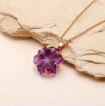 Load image into Gallery viewer, Carved Amethyst Flower Pendant: Sterling Silver Boho Necklace, February Birthstone