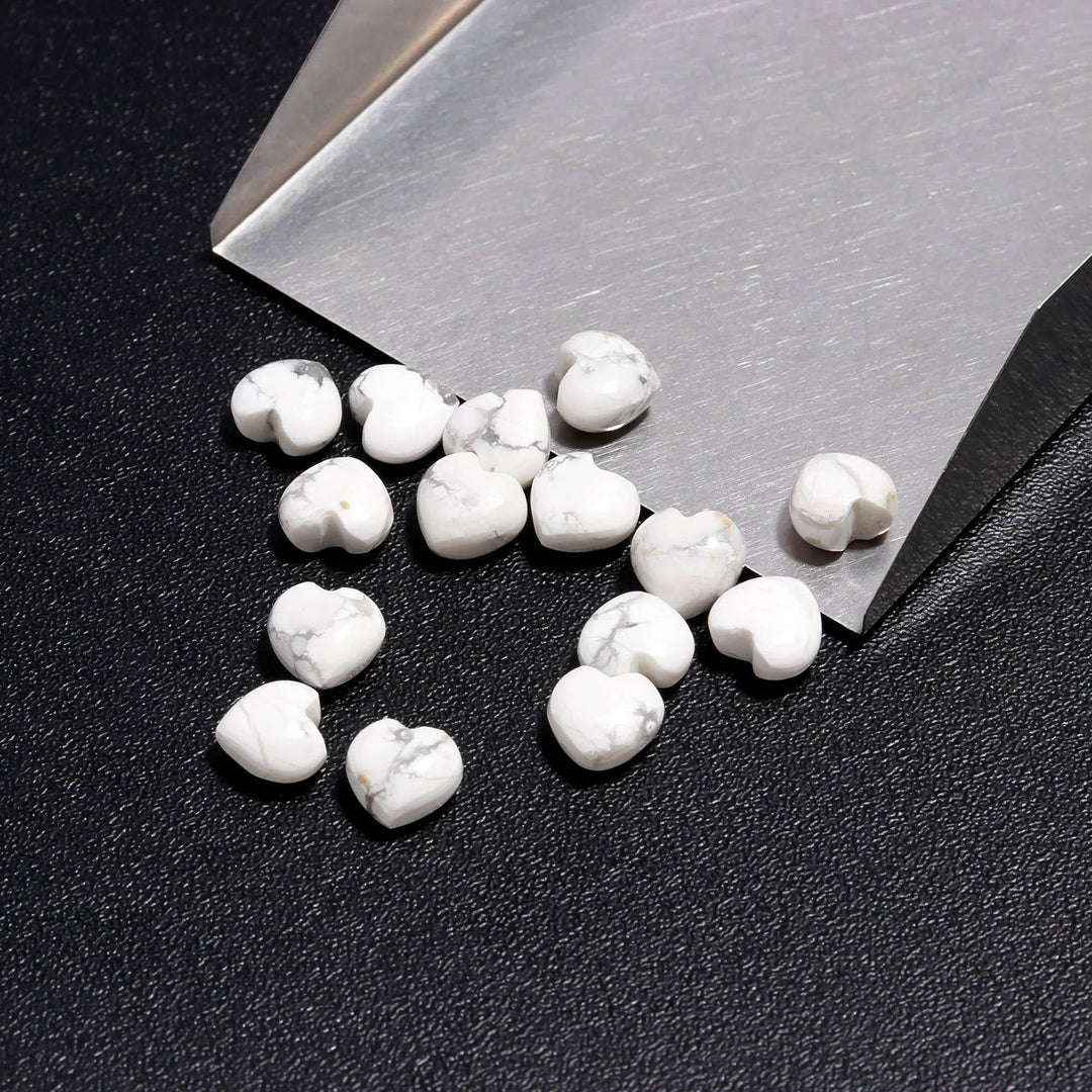 White Howlite Heart Shape Beads, AAA Howlite Heart Shape Smooth Gemstone Beads, Loose Wholesale Heart Charm Beads, 10 MM