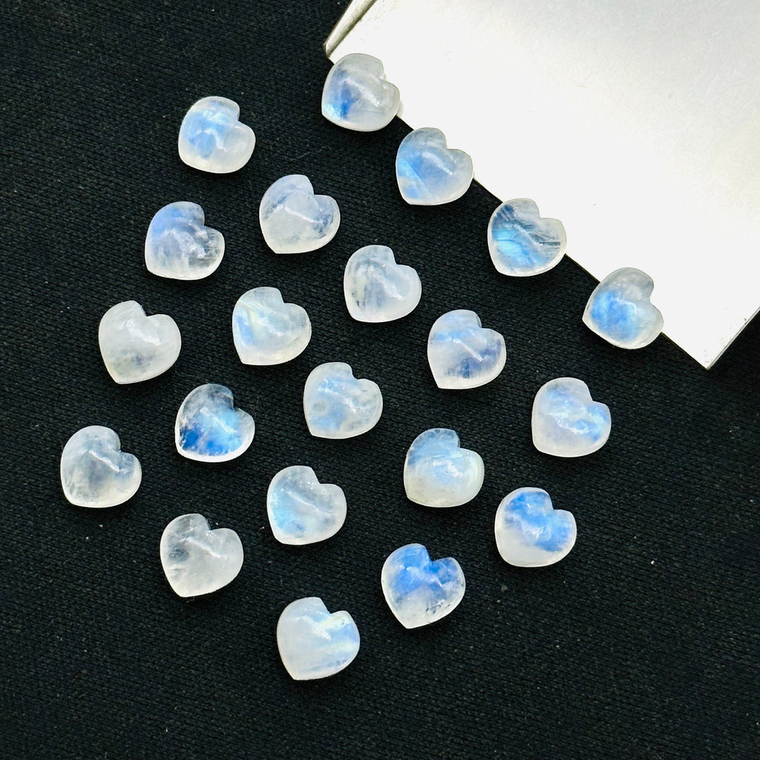 2,3,4,5,6 pcs Natural Rainbow Moonstone Smooth Heart Shape Briolette's ~ 8 MM Loose Carving Gemstone For Jewelry Making ~ Hand Carved