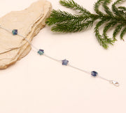 Natural Fluorite Star Beads Bracelet, Multi Fluorite Star Shape Beads Bracelet, Fancy Bracelet Gift for Her, 925 Silver Star Jewelry