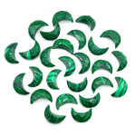 Load image into Gallery viewer, Carved Malachite Moon Beads: Faceted Green Gemstone Charms (12mm)