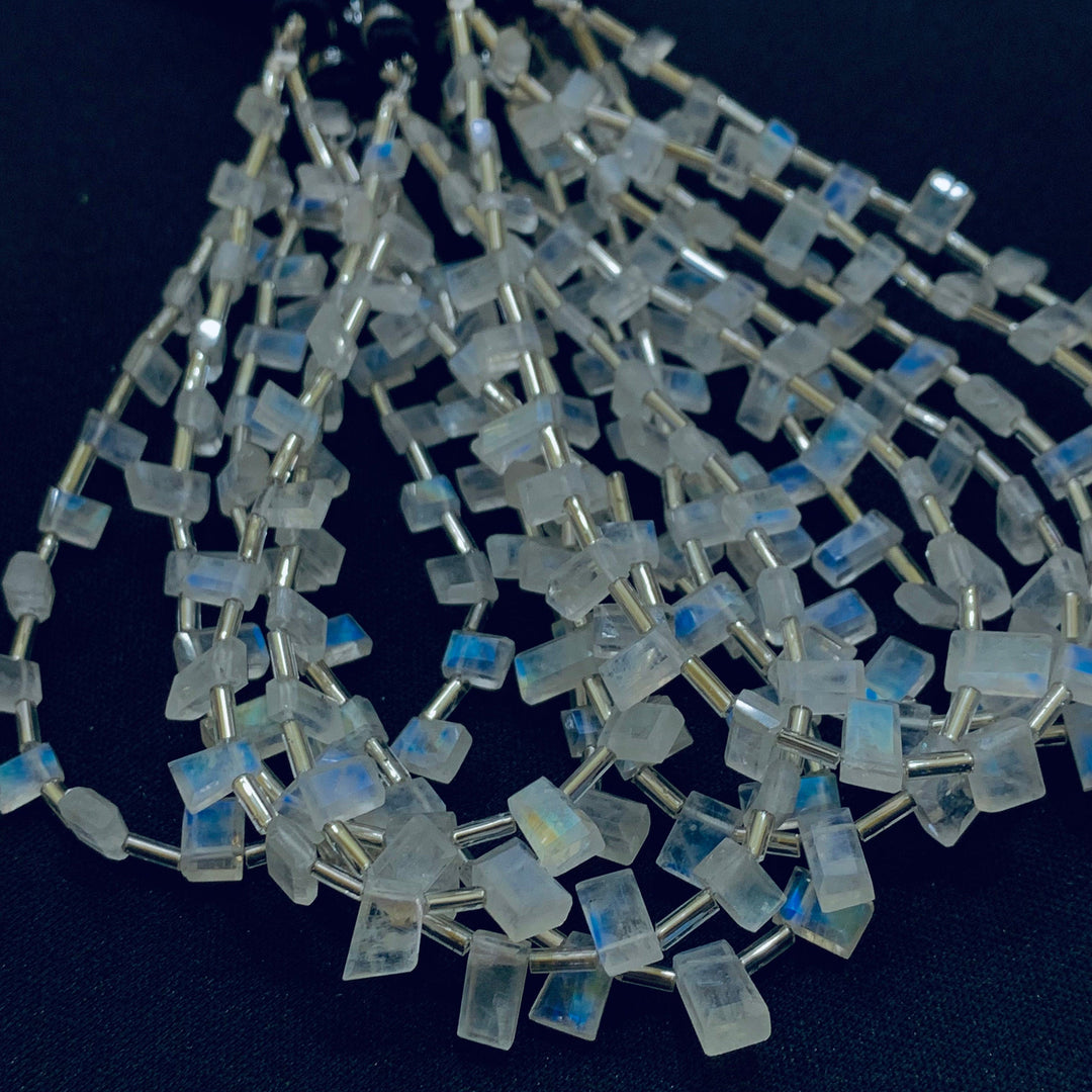 AAA Quality 100% Natural Rainbow Moonstone Fancy Shape Carving Beads Strand, 8 Inch Strand, Carved Gemstone For Jewellery 5.5X3 8X4.5 mm