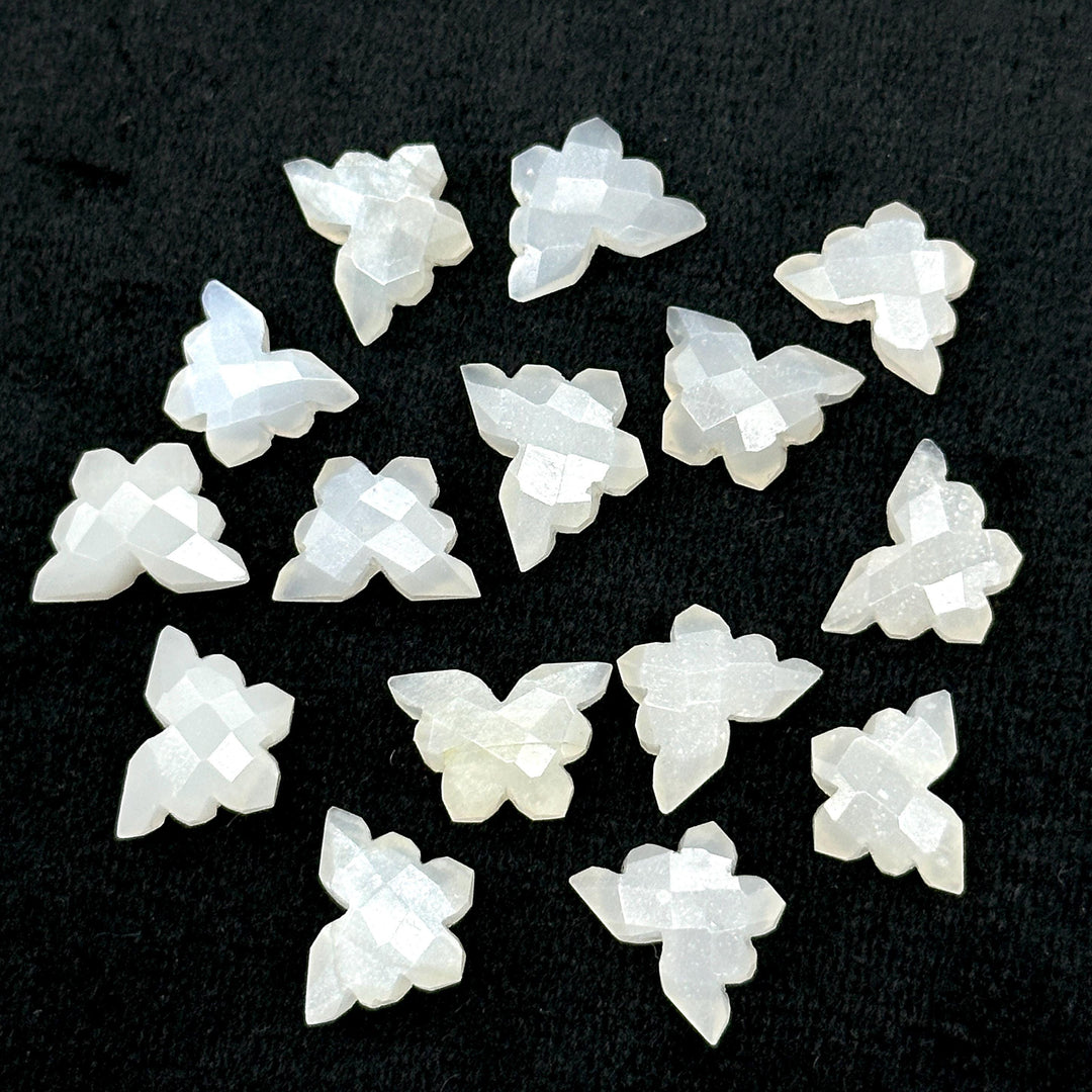 Natural White Moonstone Butterfly Shape Carving Beads, Faceted Butterfly Gemstone, Animal Carving Beads For Jewelry, Charm Beads 14x10MM