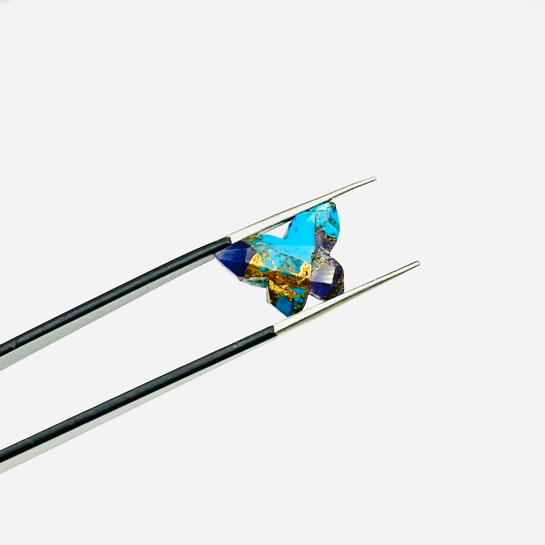 Beautiful Mohave Copper Turquoise Butterfly Shape Beads, Sky Blue & Dark Blue Faceted Butterfly Gemstone, Blue Turquoise Carvings 14x10 MM