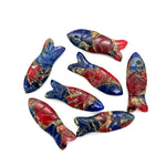 Load image into Gallery viewer, Rare Blue Red Copper Turquoise Fish Shape Gemstone, AAA Turquoise Fish Shape Beads, Crystals Fish for Jewelry Making, Fish Charms, 23X9 MM