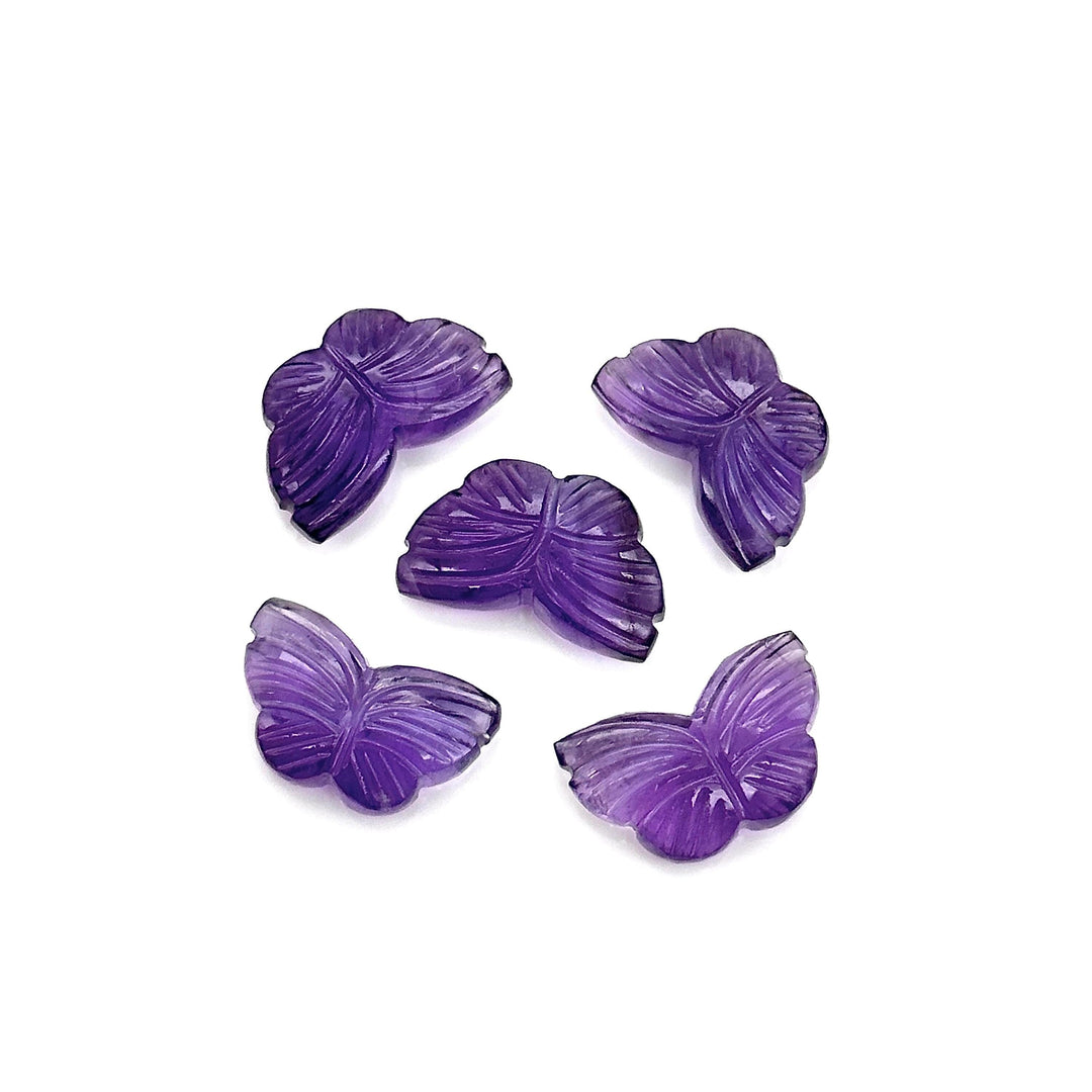 Carved Amethyst Butterfly Beads: Natural Gemstone Charms (11x18mm)