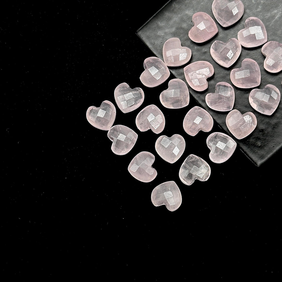 Faceted Rose Quartz Heart Beads: 8mm Gemstone Charms