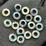 Load image into Gallery viewer, Labradorite Donut Gemstone Beads: 12mm Blue Fire Carved Jewelry