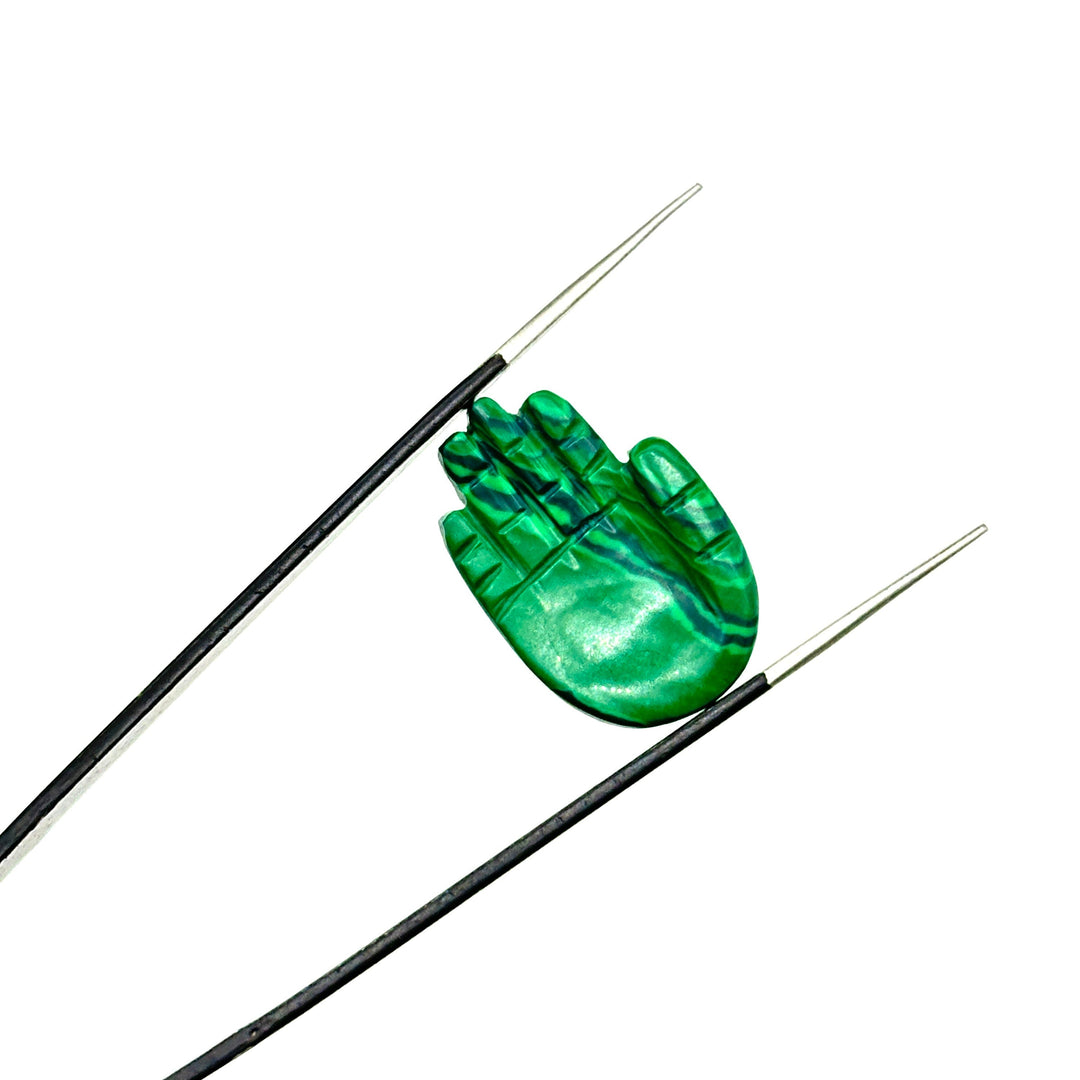 Natural Malachite Hamsa Shape Carving Gemstones, 25 MM Palm Shape Gemstone, Healing Power Of Hamsa, Hand Carved Jewelry Making Charms