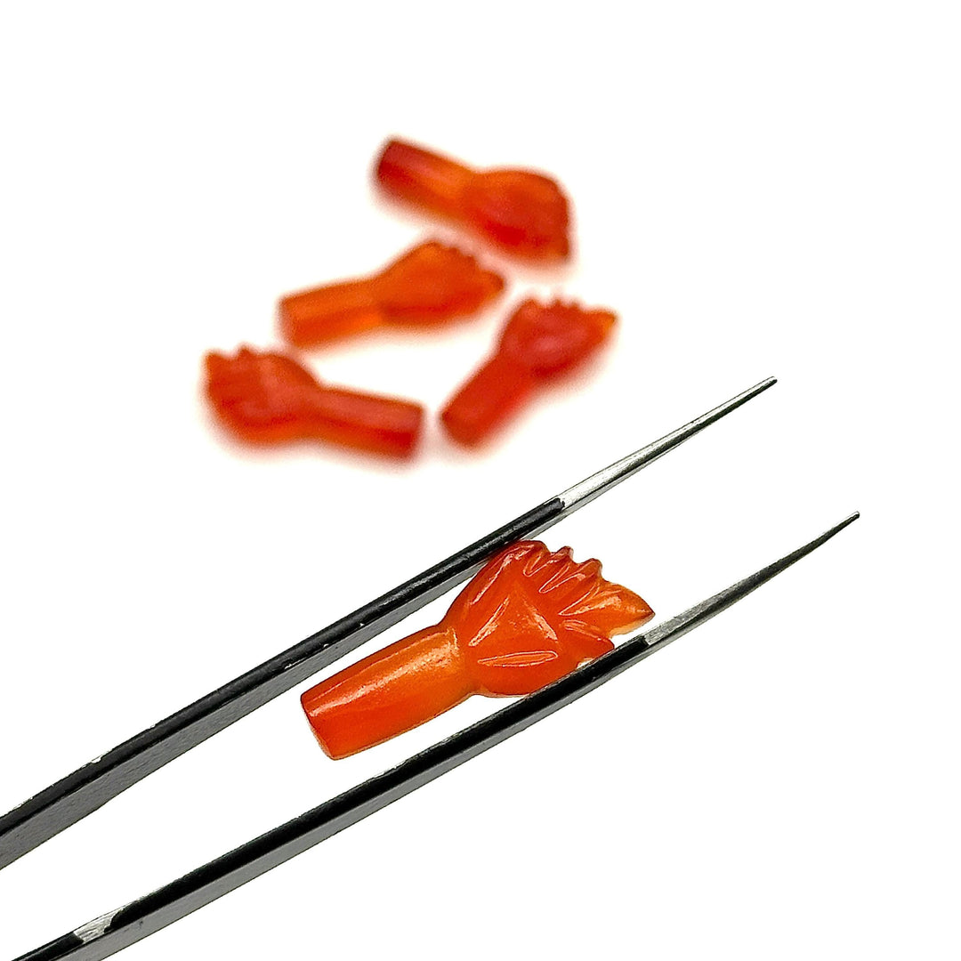 Natural Carnelian Hand Shape Carvings, AAA Carnelian Hand Shape Stone, 24 MM Loose Hand Fist Charm For Jewelry Making, Hand Carved Gemstones