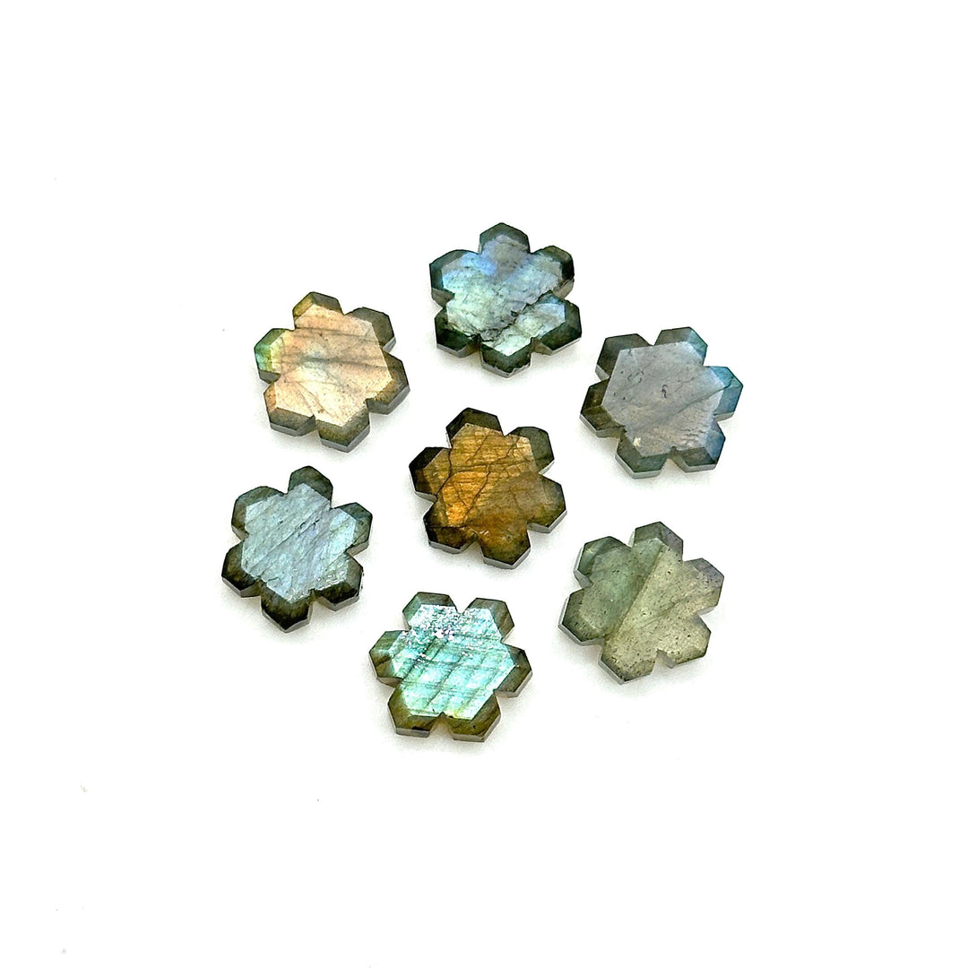 Natural Labradorite Flower Shape Beads, Hand Carved Flower Shape Gemstone, Flashy Labradorite Carving Beads, 11 MM Loose Beads for Jewelry