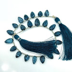 Load image into Gallery viewer, Fancy London Blue Topaz Leaf Shape Beads, Coated Blue Topaz Leaf Briolette's, Hand Carved Beads For Jewelry 8-11 mm, 8" Strand Loose Beads