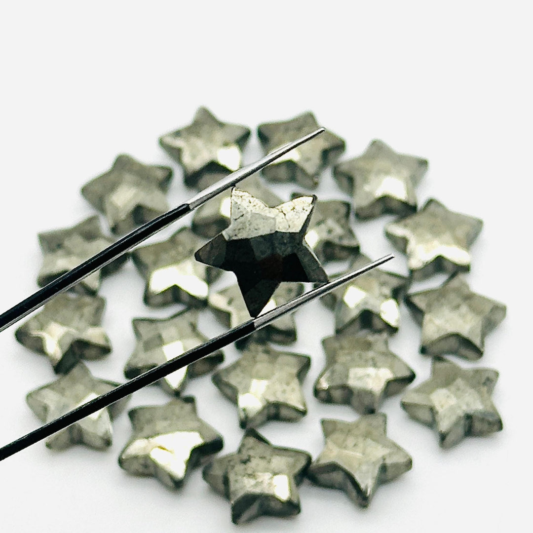 Natural Pyrite Star Shape Briolettes, AAA Pyrite Faceted Star Shape Beads, Fancy Star Stones for Jewelry Making, 15 MM Power Star Charms