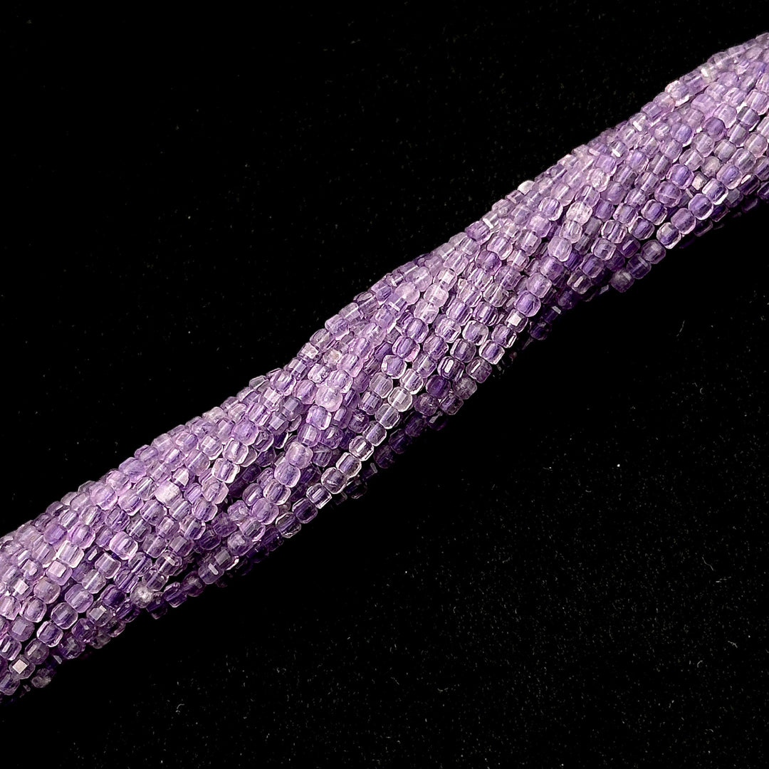 Natural Pink Amethyst Box Shape Beads, AAA Pink Amethyst Gemstone Beads, 12 Inches Cube Shape Faceted Loose Beads for Jewelry Making, 3 MM