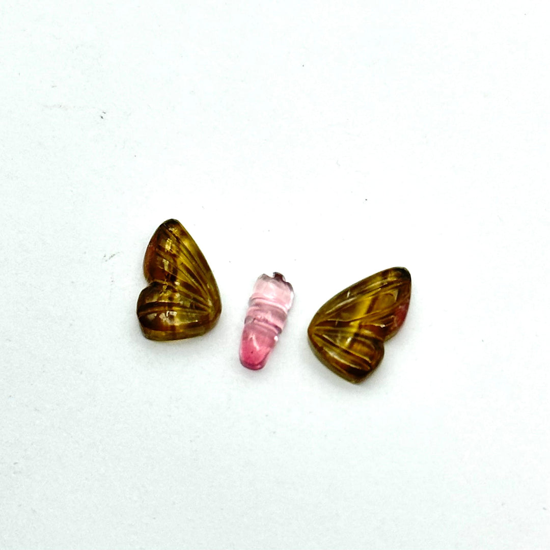 Natural tourmaline Butterfly Shape Carving, Hand carved tourmaline Butterfly loose carving, carved butterfly jewelry for Making 21x9mm.