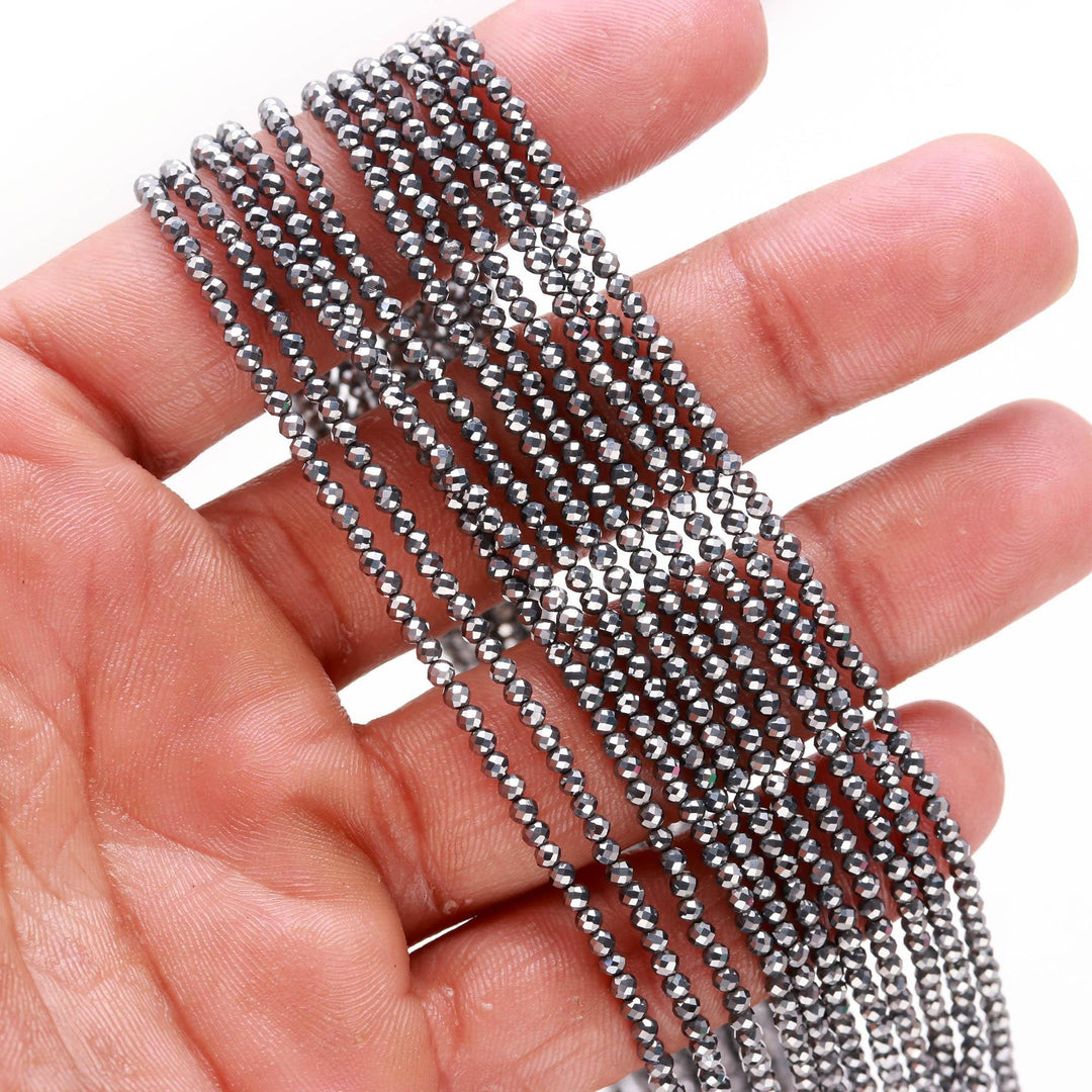 Gun Metal Round Beads, Gun Metal Micro Faceted Round Beads, AAA Metal Gemstone Beads for Jewelry Making, Wholesale Beads, 2-2.5 MM