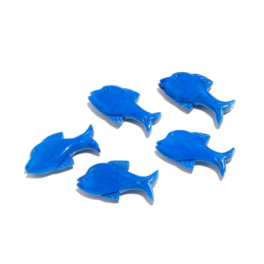 Natural Lapis Lazuli Dolphin Shape Carving, Lapis Lazuli Fish Shape Beads, Jewelry Making Fish Charms, 28 MM, Loose Sea Carved Stone