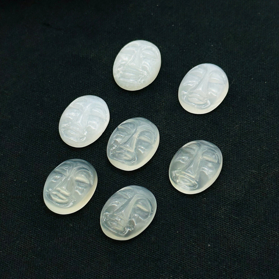 1,2,3,4,5 Pcs Natural white moonstone oval face Shape Carving, Hand carved fancy shape Gemstone, carved Gemstone jewelry Making,18X14 mm
