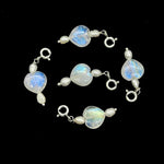 Load image into Gallery viewer, Flashy Rainbow Moonstone and Pearl Charms, AAA Moonstone Heart Silver Charms, Gemstone Beads, Craft Making, 925 Silver Charms Wholesale