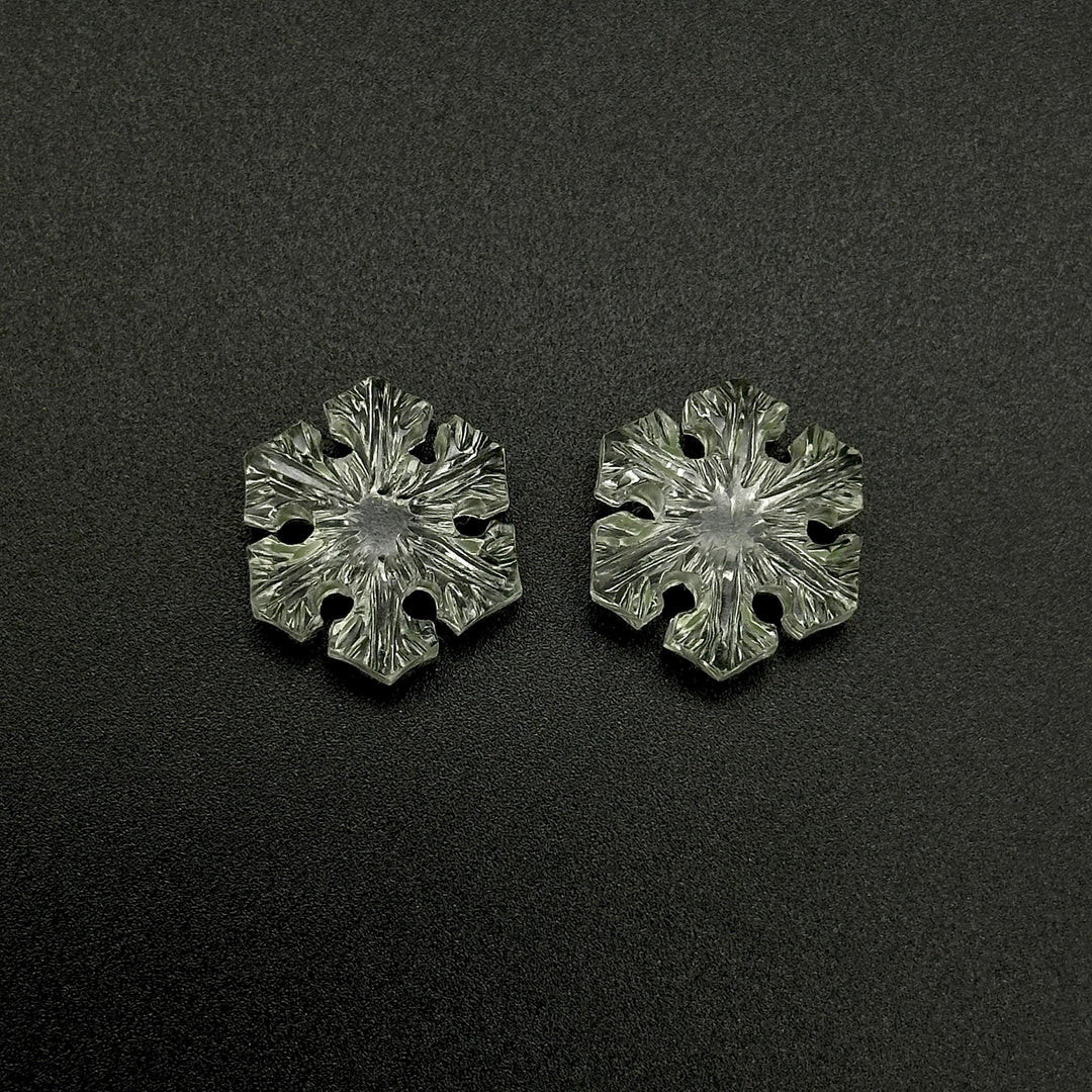 1 pc Natural Crystal Quartz Snowflake Shape Gemstone, 18 MM Handmade Snowflake Carvings, Hand Carved Gemstone For Jewelry, Ice Flakes Gems