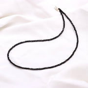Black Spinel Beaded Necklace, Natural Spinel Faceted Box Beads Necklace, Evil Eye Protection Beads Jewelry, Gift For Her 3 MM