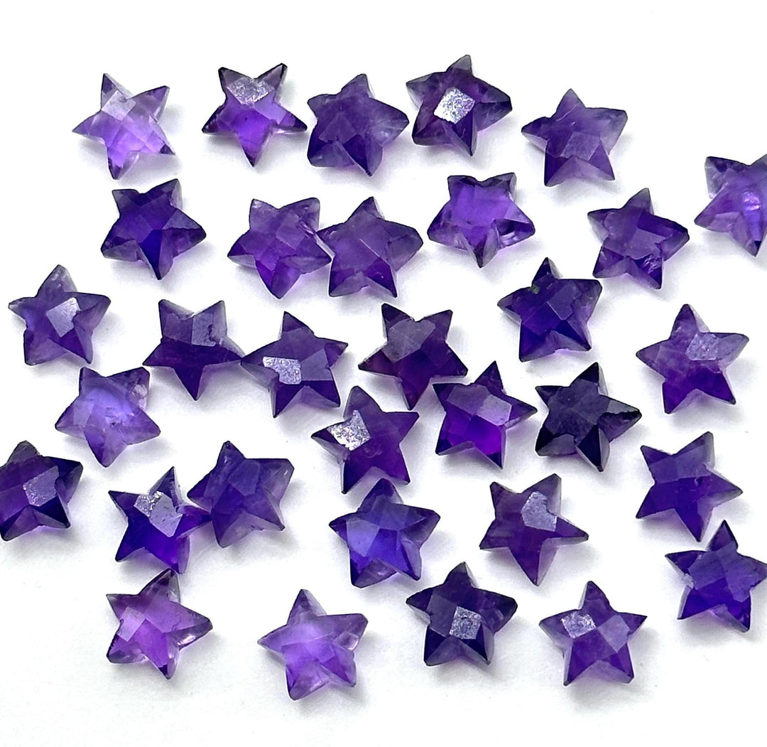 Natural Amethyst Faceted Stars Shape Briolettes, 8 MM Purple Amethyst Star Shape Beads For Jewelry Making, Mini Gemstone Star Charms Beads