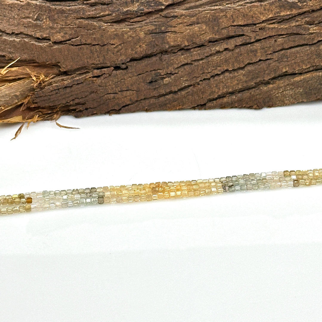 Multi Zircon Box Beads: 3mm Cube Gemstone Strand, 13 Inch