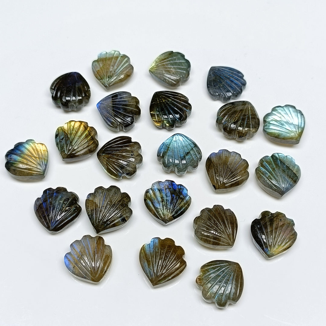 Natural Blue Flashy Labradorite Shell Shape Briolette's, Hand Carved Shell Shape Beads, Shell Shape Gemstone, 12 mm Shell Charms For Jewelry