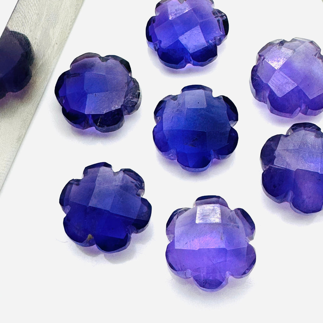 Natural Amethyst Hand Carved Flower Shape Beads, Faceted Flower Shape Carving Loose Gemstone Beads, 10 MM Purple Amethyst Flower for Jewlery