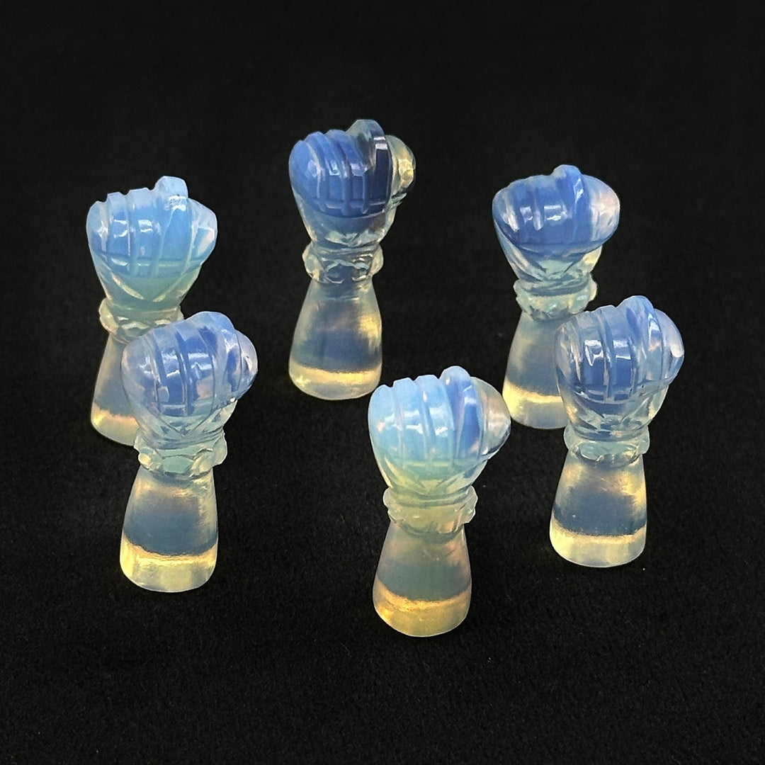 Amazing Opalite Hand Shape Carving, Flashy Opalite Punch Shape Stone, 27 MM Loose Hand Fist Charm For Jewelry Making, Hamsa Charms