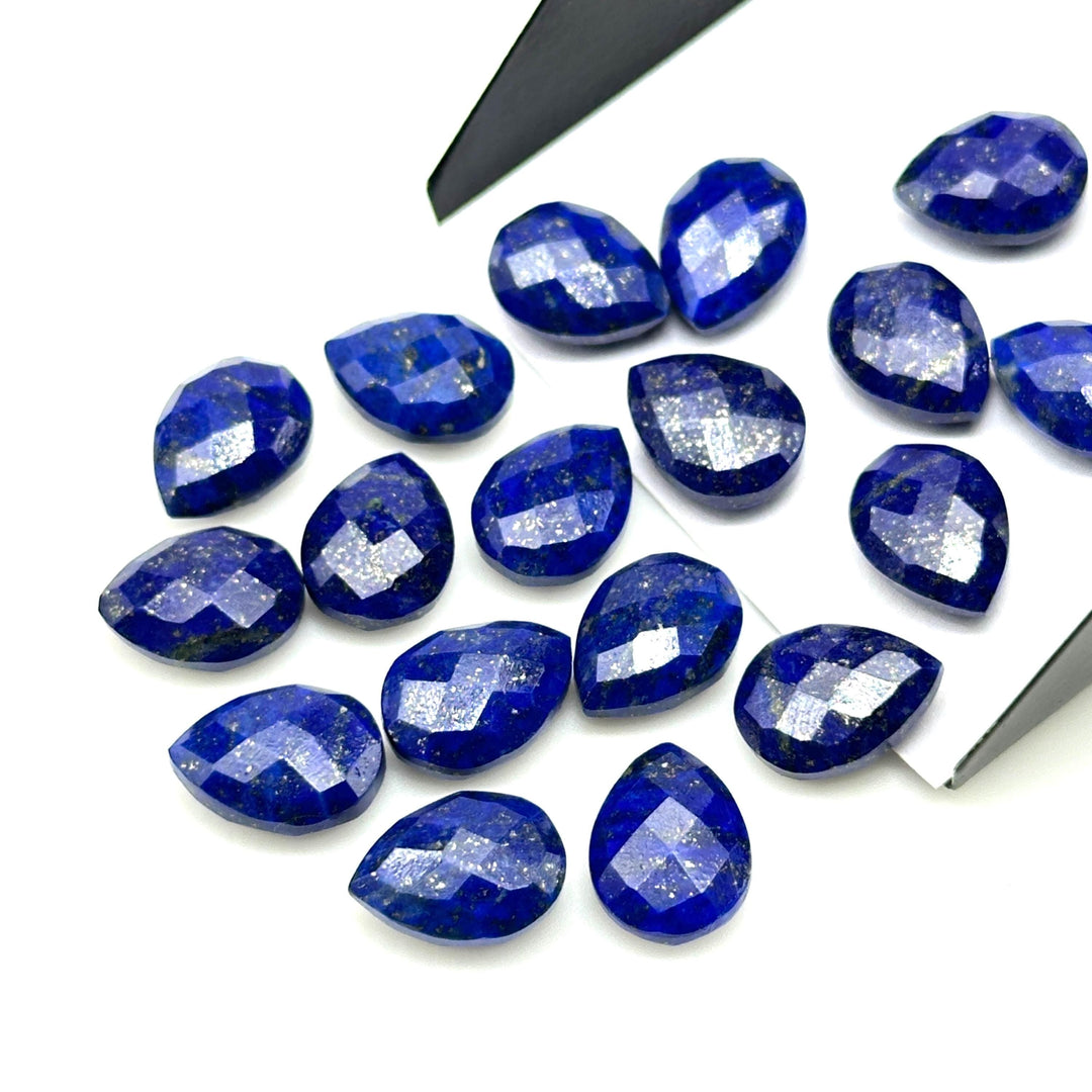 Natural Lapis Lazuli Faceted Pear Shape Beads, 9X12 MM Blue Lapis Briolette's Beads, Matched Pairs, Jewelry Making Pear Shape Beads