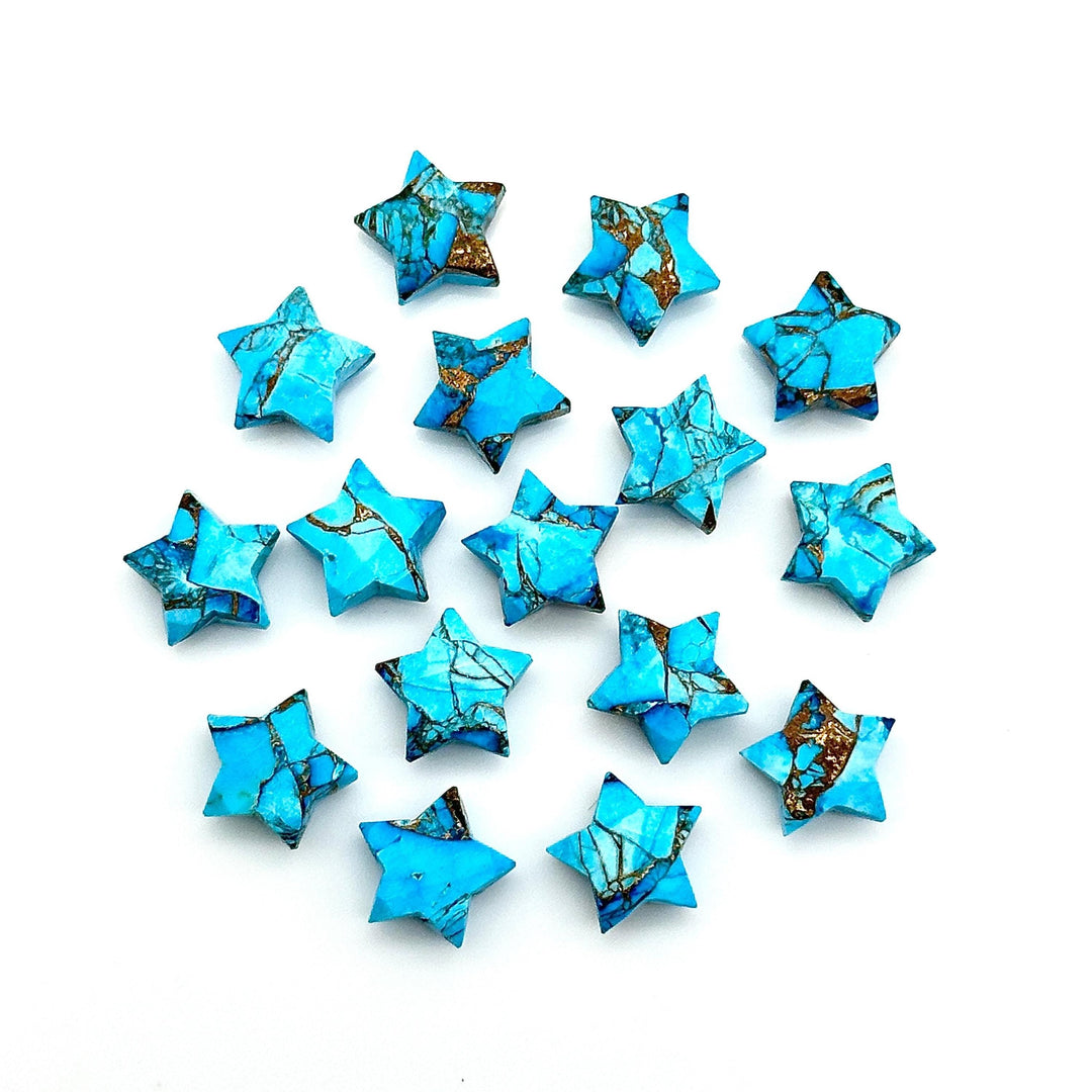 AAA Copper Turquoise Star Shape Briolette's, Faceted Hand Carved Star Gemstone, Turquoise Loose Star Beads for Jewelry Making, 10 MM