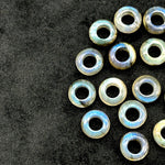 Load image into Gallery viewer, Labradorite Donut Gemstone Beads: 12mm Blue Fire Carved Jewelry