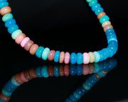Multi Disco Ethiopian Opal Smooth Beads, AAA Multi Opal Rondelle Beads, Multi Rainbow Fire Beads, Loose Opal Beads, 6-8 MM, Blue & Pink Opal